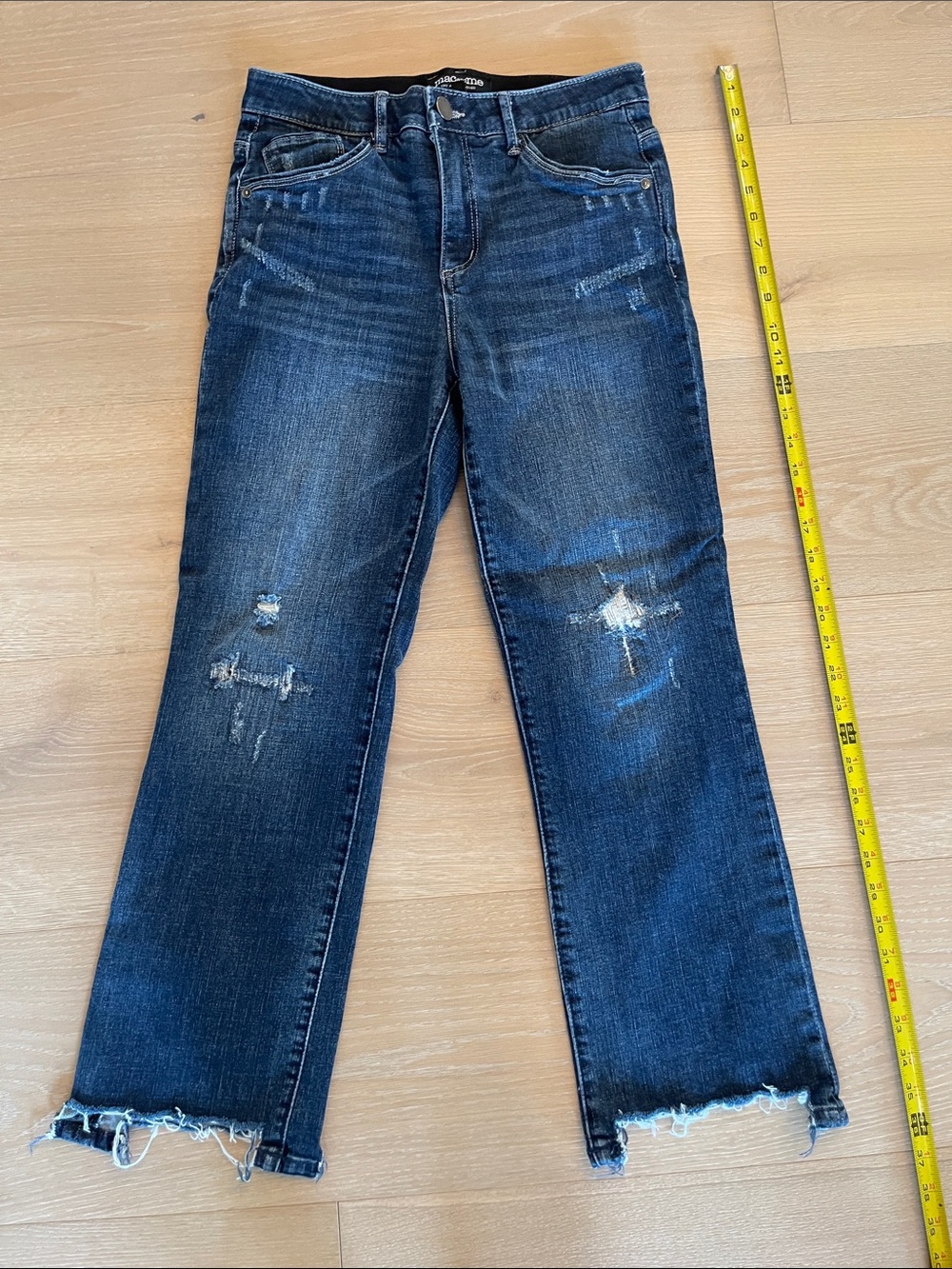 Mac and me Women’s Distressed Dark Blue Jeans - Casual Raw Hem